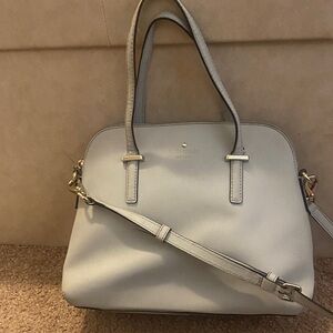 kate spade gray dome satchel with silver hardware
